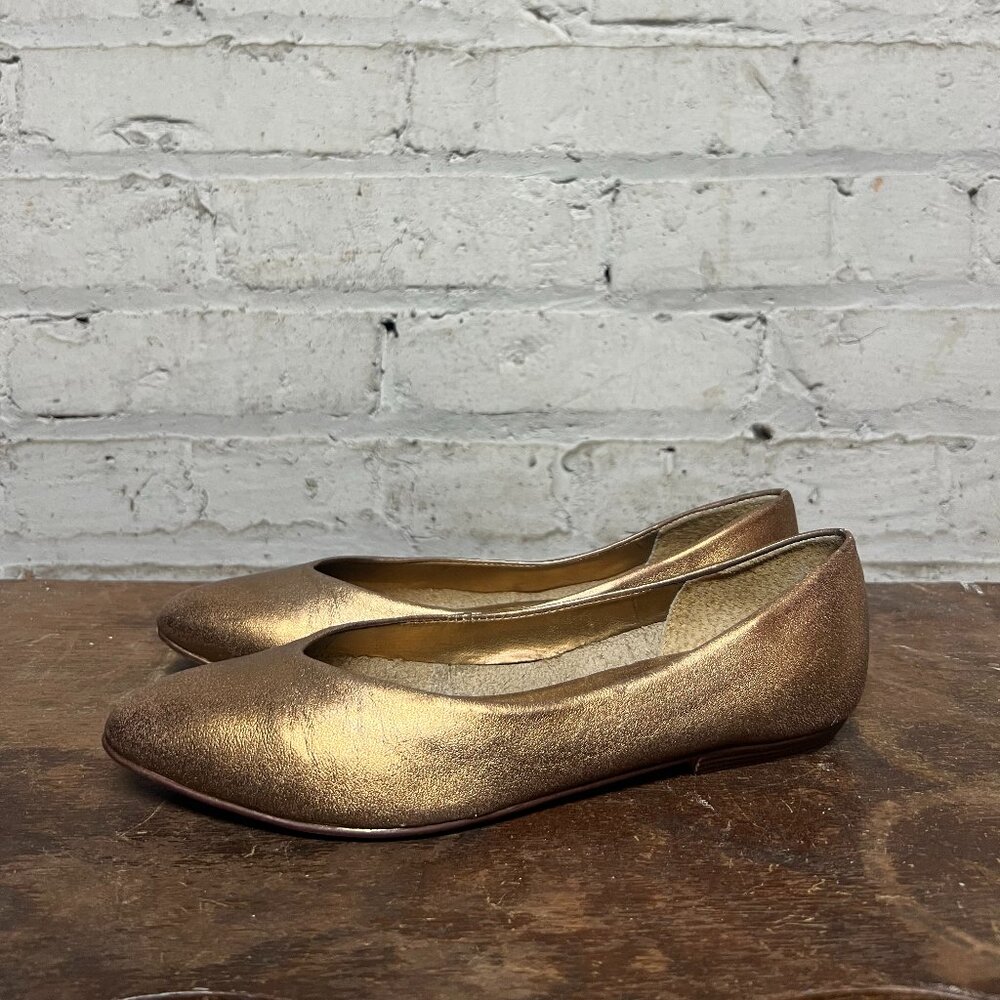 Brass Plum Shoes - Size 6 - Gold Flat